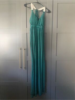 Striped Green and Black Maxi Dress